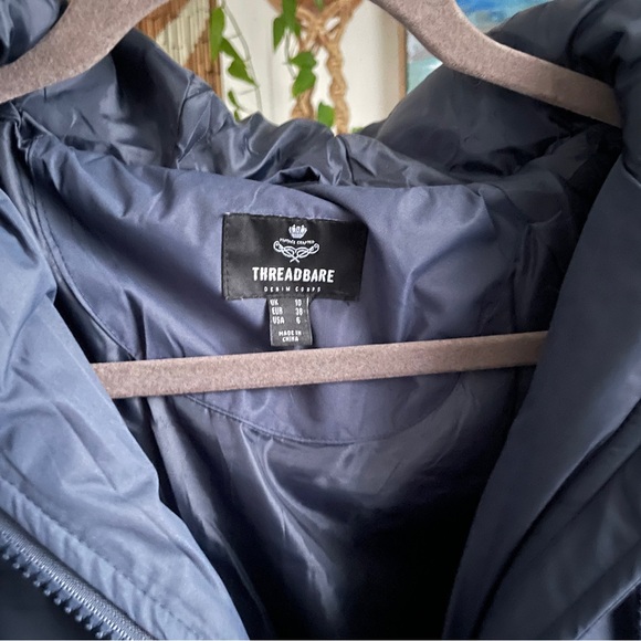 Threadbare Papaya quilted arm puffer jacket in indigo - Picture 2 of 6